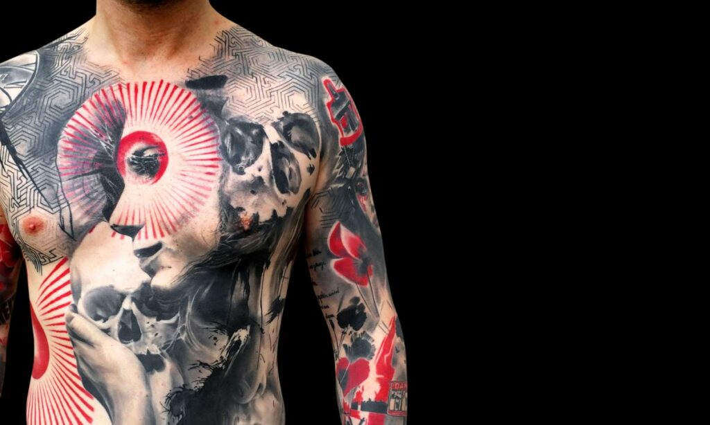 Trash polka tattoo